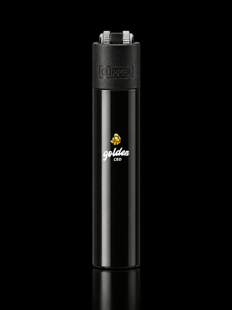 Briquet Clipper Mini Noir – Golden CBD