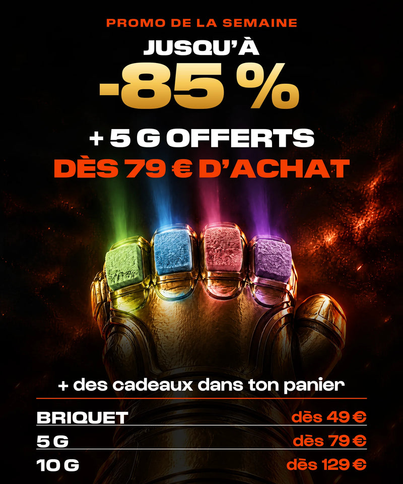 Promo de la semaine : jusqu'à -85 %, et 5 g offerts dès 79 € d'achat