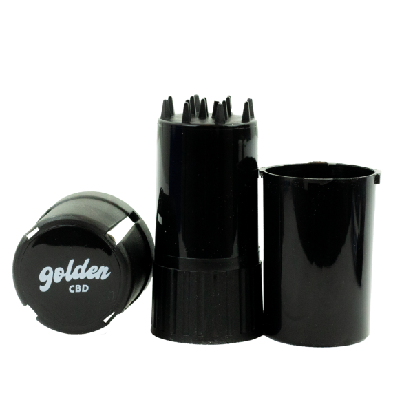 Grinder Kush Box 2-en-1 Golden CBD – Grinder CBD avec Boîte Intégrée