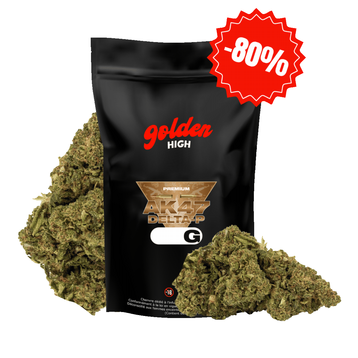 AK47 Delta-P 15% – Nouvelle Formule | Fleur CBD Puissante Golden High